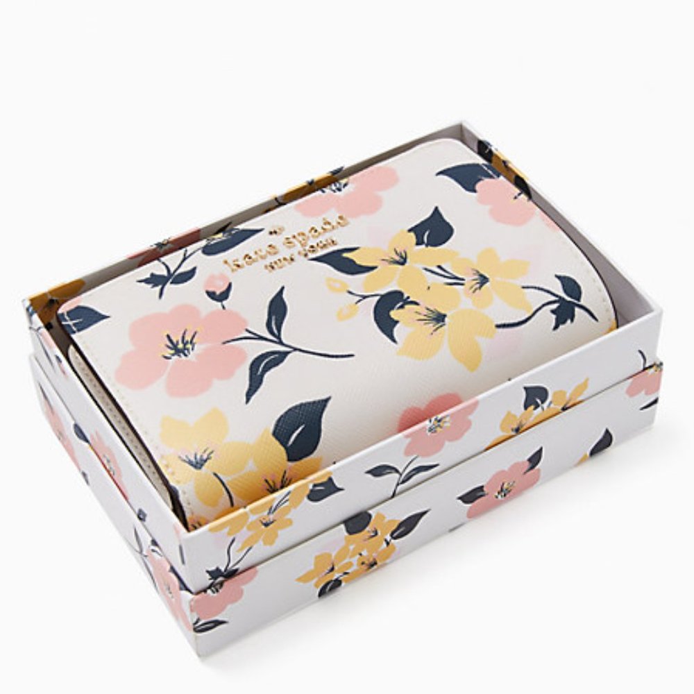 Kate Spade staci lily blooms boxed medium compact bifold wallet
